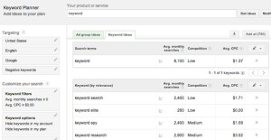 Google's new keyword planner