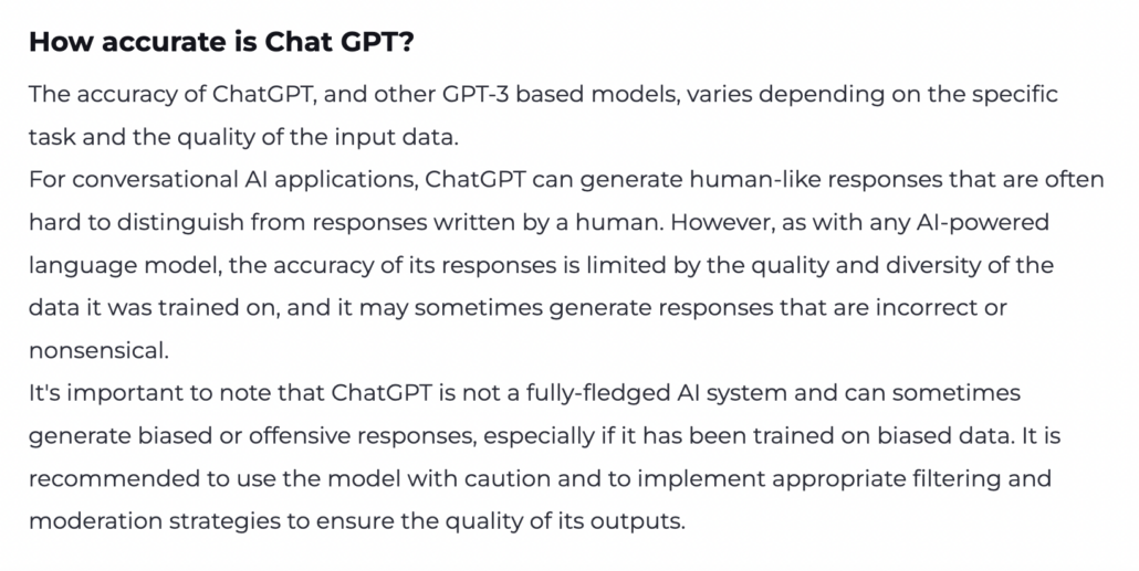 OpenAI ChatGPT Accuracy