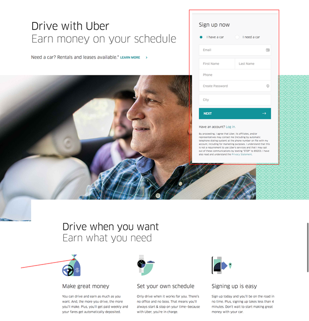 Uber Landing Page